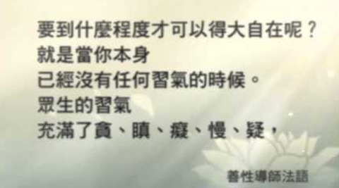 善性導師法語：要到什麼程度才得大自在呢？